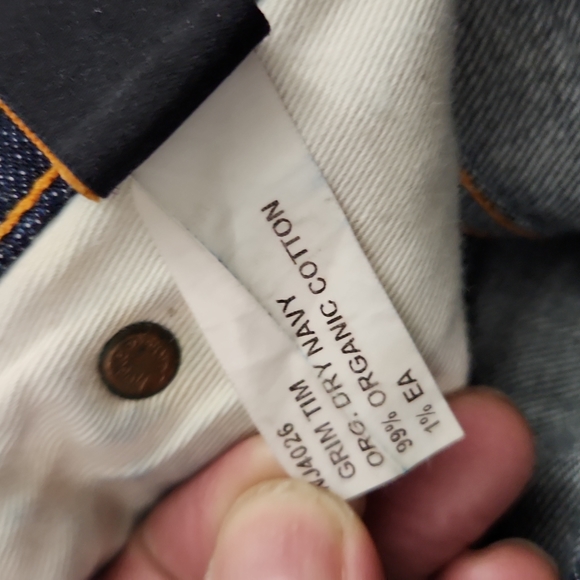 NUDIE BUTTON GRIM TIM ORGANIC DRY NAVY JEAN - Picture 13 of 14